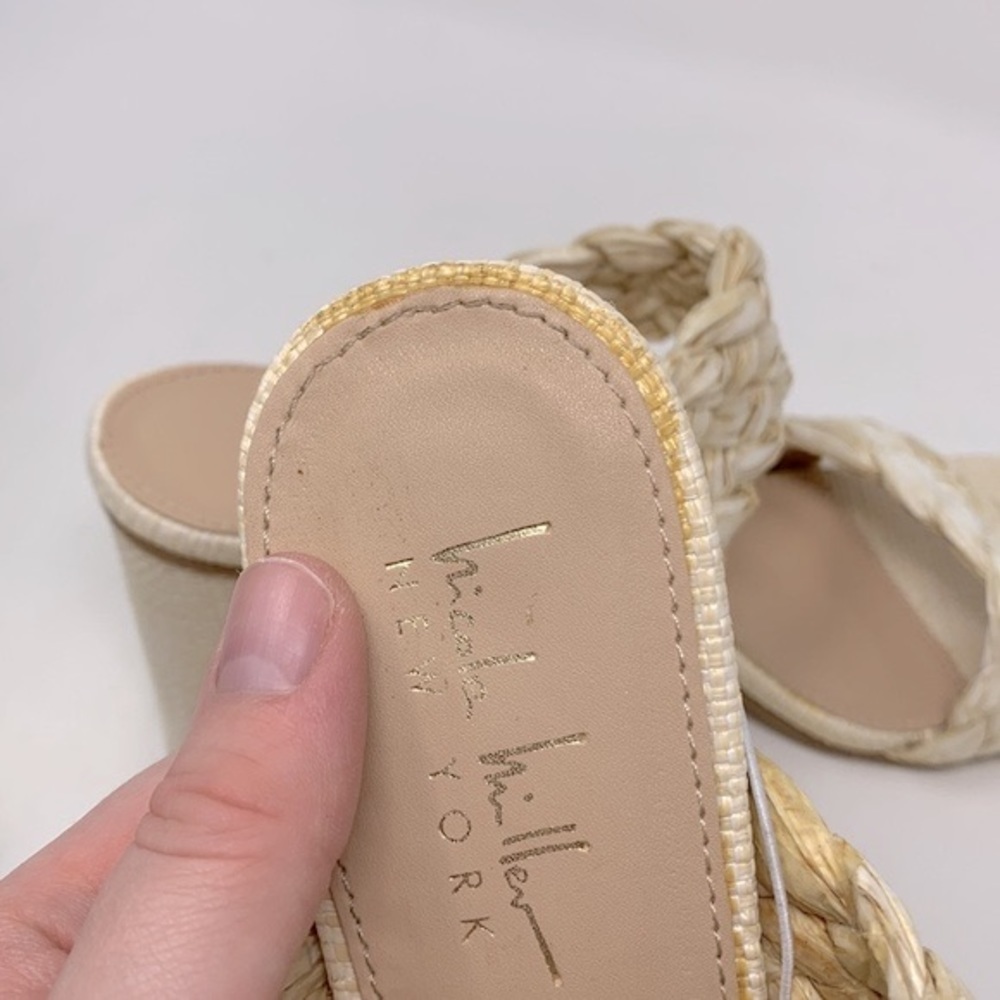Nicole Miller Woven Straw Block Heeled Square Toe Sandals NWOT - Picture 10 of 16